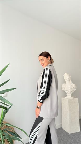 Şeritli Pantolon Blazer Ceket Takım