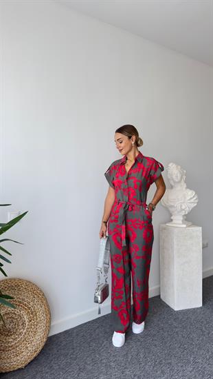 Tarro Gömlek Yaka Karışık Desen Tulum