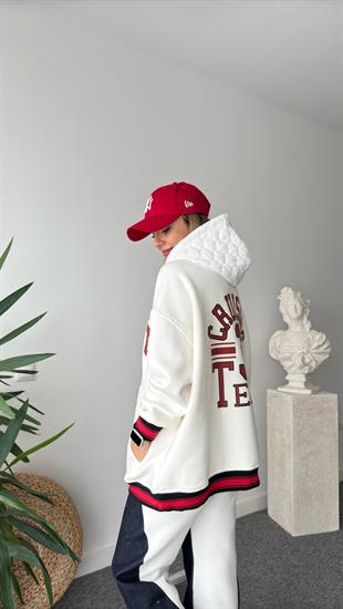 Eddy Yazılı Kapitone Kapüşonlu Beyaz Sweatshirt