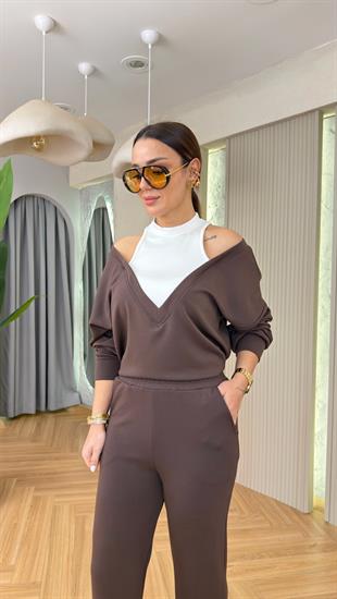 Kahve Purina Atlet Detaylı Modal Takım