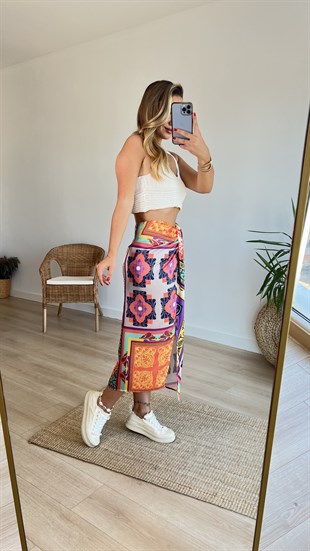 Zara Model Düğümlü Saten Etek