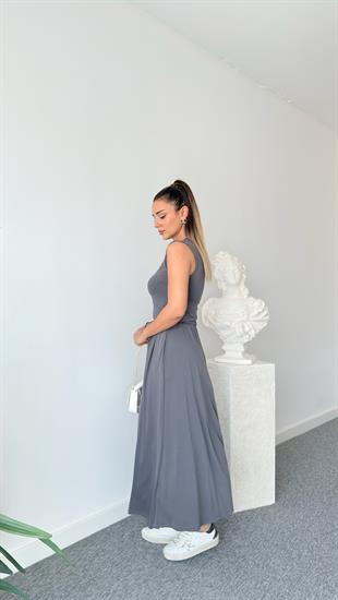 Gri Terula Kloş Etekli Modal Takım 