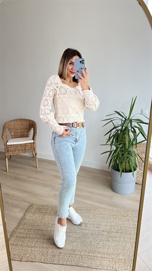 Tasarım Bej Fisto Bluz 