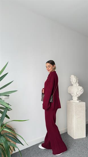 Bordo Quin Polo Yaka Triko Takım