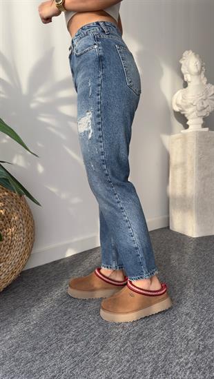 Yıkamalı Yırtık Detaylı Jean