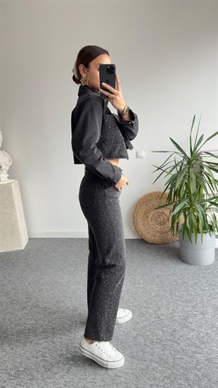 Zra Model Taşlı Antrasit Jean Takım