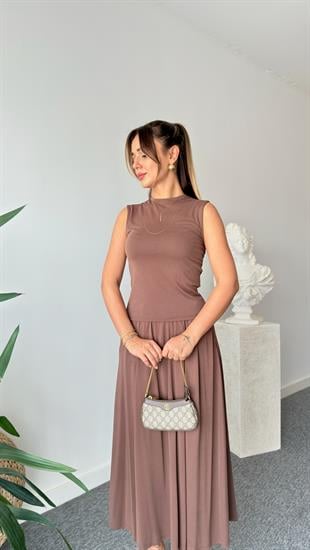 Kahve Terula Kloş Etekli Modal Takım 