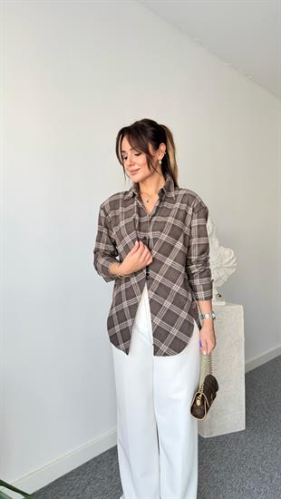 Kahve Neu Tasarım Ekose Gömlek