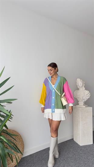 Helen Renk Geçişli Triko Hırka