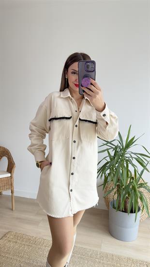 Püskül Ve Ponpon Detay Gabardin Ceket