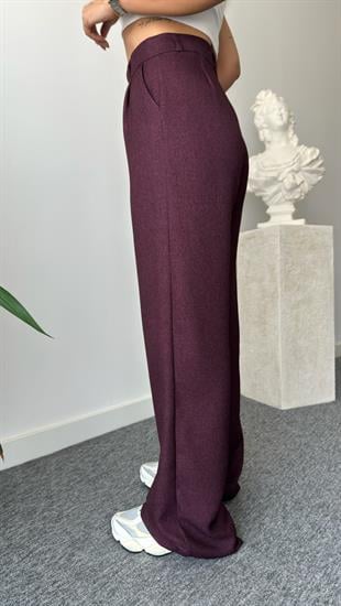 Yün Efekt Bordo Palazzo Pantolon