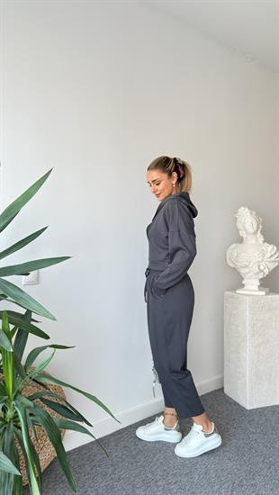 Gri Nela Kapüşonlu Modal Takım