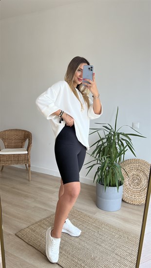 Fitilli Siyah Biker Tayt