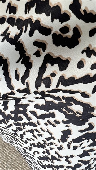 Leopar Desenli Saten Etek