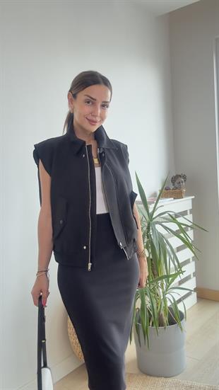 Zra Model Cepli Siyah Yelek
