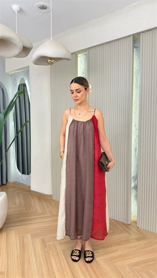 Filibe Renk Geçişli Astarlı Elbise 