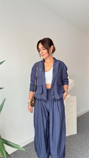 Lacivert Vika Brode Detaylı Paraşüt Takım