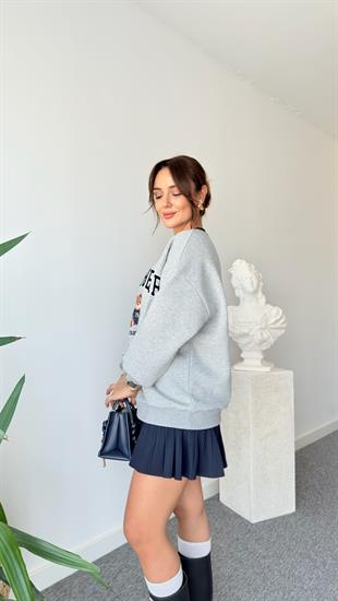 Rundo Ayıcık Detaylı Gri Sweatshirt