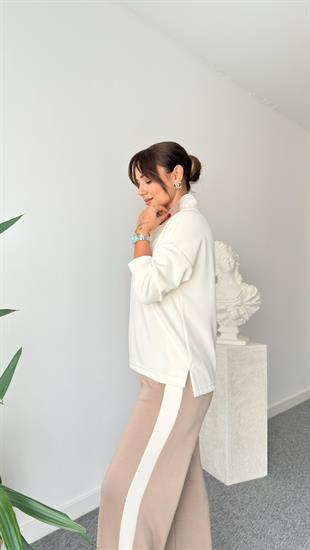 Nisel Fermuarlı Renk Geçişli Ekru Modal Takım