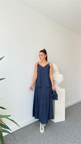 Laci Kuşgözü Detaylı Etekli Bluz Takım