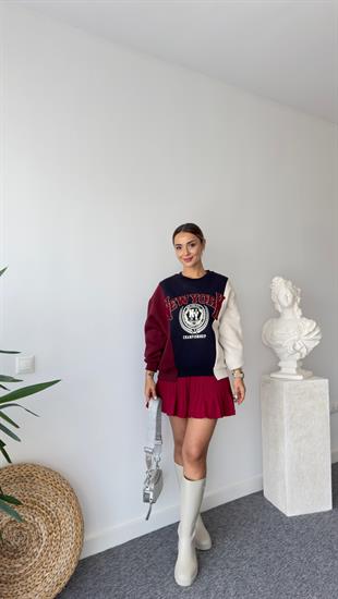 New York Yazılı Renk Geçişli Sweatshirt