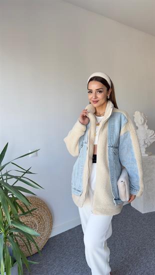Salaş Kot Garnili Peluş Mont