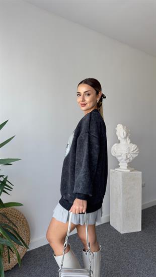 Rubi Önü Parlak Yazılı Sweatshirt