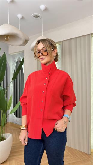 Kırmızı Lucinda Muadil Premium Tensel Gömlek