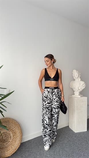Regi Beli Lastikli Zebra Desen Pantolon