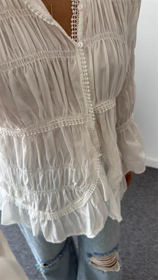 Beyaz Grose Gipeli Gömlek