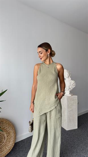 Solte Asimetrik Kesim Haki Keten Takım