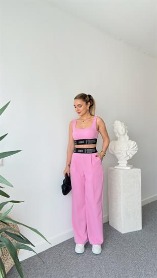 Yazı Detay Destekli Pembe Atlet