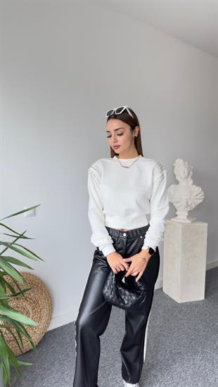Rime Omuzlar Taşlı Beyaz Sweat