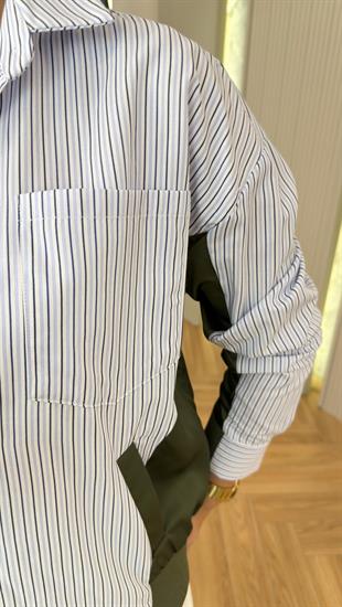 Marlina Paraşüt Garnili Cepli Çizgili Gömlek