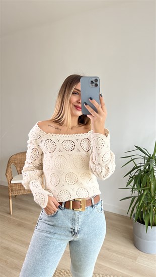 Tasarım Bej Fisto Bluz 