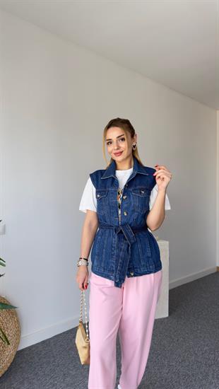 Medio Kuşaklı Jean Yelek