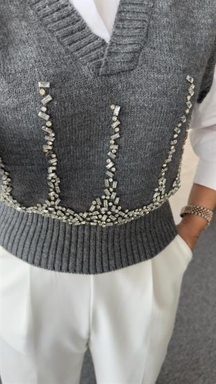 İpkyl Model Taşlı Süveter Detay Gömlek 
