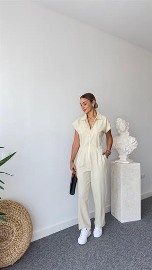 Selvie Bej Önden Fermuarlı Tulum