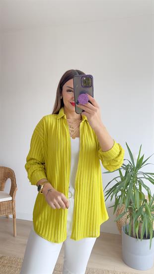 Fermuarlı Şerit Detay Yeşil Ceket