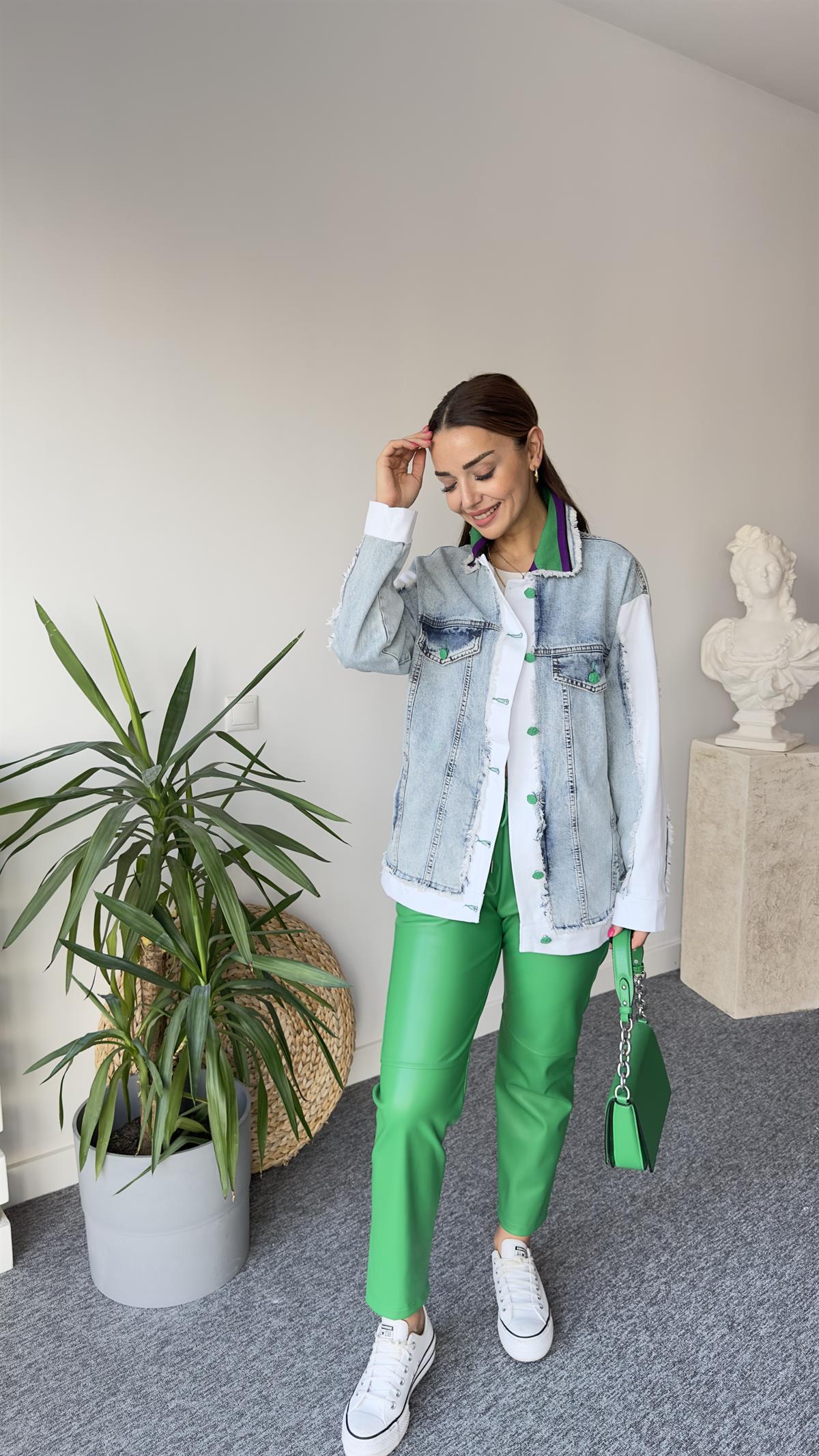 Yaka Ribanalı Denim Ceket