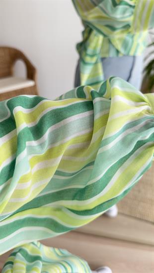 Yeşil Şeritli Kruvaze Bluz