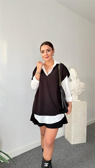 Ön Arka V Salaş Siyah Süveter