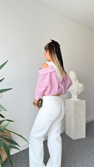 Pembe Çizgili Triko Atletli Gömlek