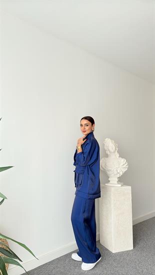 Mavi Vuaye Cep Detaylı Takım  