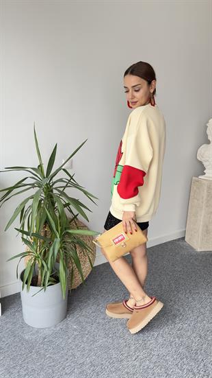 Cote Zincirli Ve Gül Baskı Sweatshirt