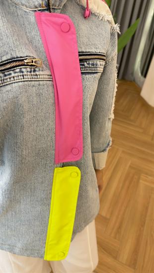 Glowin  Neon Renk Geçişli Tasarım Jean Ceket
