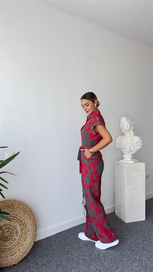 Tarro Gömlek Yaka Karışık Desen Tulum