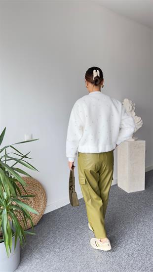 Cylie Zra Model Taşlı Ekru Bomber Ceket