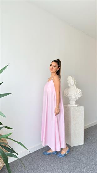 Pembe Ruma Askılı Elbise 