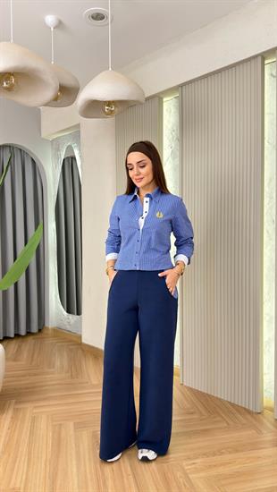 Lacivert Slage Premium Gömlek Pantolon Takım